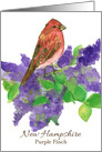 State Bird of New Hampshire Purple Finch Lilacs Watercolor card