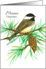 State Bird of Maine Chickadee White Pine Cone Tassel card