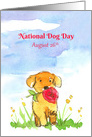 National Dog Day August 26 Puppy Flowers card