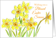 Wishing You A Blessed Easter Season Yellow Daffodil Flowers card