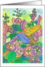 Happy Mother’s Day Hummingbird Hollyhock Flowers Watercolor card