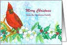 Merry Christmas Cardinal Bird Custom Name card