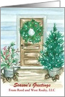 Season’s Greetings From Realtor Farmhouse Door Custom card