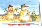 Tumbleweed Snowman Howdy Happy Holidays card