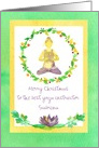 Merry Christmas Yoga Instructor Lotus Custom card