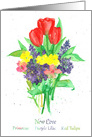 New Love Flower Bouquet Floriography card