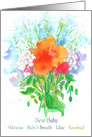 New Baby Flower Bouquet Floriography card