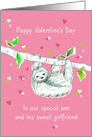 Happy Valentine’s Day Son and Girlfriend Sloth card