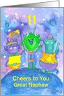 Happy 11th Birthday Great Nephew Aliens Custom card