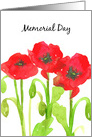 Memorial Day Red Poppy Flowers Watercolor card