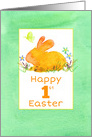 Happy First Easter Bunny Rabbit Watercolor card