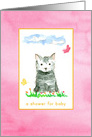 Baby Girl Shower Invitation Grey Kitten card