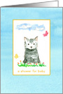 Baby Boy Shower Invitation Grey Kitten card