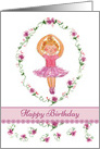 Happy Birthday Ballet Girl Pink Roses card