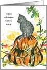 Happy Halloween Niece Black Cat Pumpkins Custom card