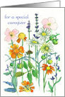 Happy Birthday Caregiver Flowers Honey Bee card