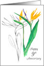 Happy Ninth Anniversary Bird of Paradise Flowers card