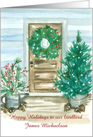 Happy Holidays Landlord Farmhouse Door Custom card