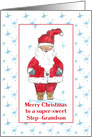 Merry Christmas Step Grandson Santa Snowflakes Watercolor card