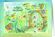 What’s The Buzz Bug Box Watercolor Illustration Blank card