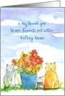 Thank You Pet Sitter Cats Kitten Custom Name card