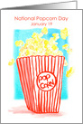 National Popcorn Day January 19 Watercolor card