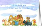 Pet Sitter Thank You Dogs Watercolor Custom Name card