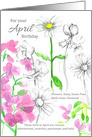 For Your April Birthday Daisy Sweet Peas Botanical card