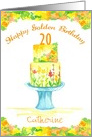 Happy 20th Golden Birthday Cake Custom Name card