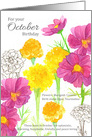 For Your October Birthday Marigold Cosmos Flowers card