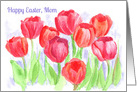 Happy Easter Mom Red Tulip Watercolor Flowers card