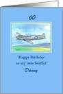 Happy 60th Birthday Twin Brother Vintage Airplane Custom Name card