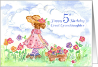 Happy Fifth Birthday Great Granddaughter Little Girl card