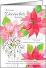 For Your December Birthday Poinsettia Narcissus Floral card