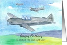 Happy 100th Birthday Vintage Military Planes Custom Name card