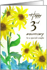 Happy Third Anniversary Special Couple Sunflowers Spatter card