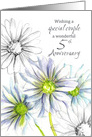 Wishing You A Wonderful Fifth Anniversary Daisy Flowers card