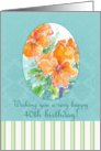 Happy 40th Birthday Orange Pansy Watercolor Flower Garden card