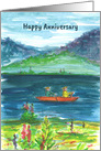 For Couple Happy Anniversary Kakak Mountain Lake Wildflowers card