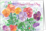 Happy Nurses Day Rainbow Pansy Garden Watercolor card