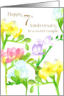 Happy 7th Anniversary Sweet Couple Freesia Flowers card