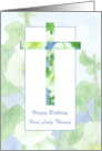 Happy Birthday Cross Hollyhock Flowers Custom Name card