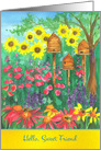 Hello Sweet Friend Daisy Sunflowers Honey Bee Skeps Watercolor card