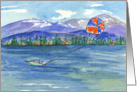 Happy Summer Parasailing Mountain Lake Blank card