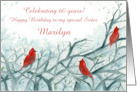Happy Christmas Birthday Cardinal Birds Winter Trees Custom card