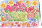 Yellow Sunflowers Garden Dragonfly Blank card