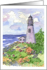 Lighthouse Ocean Seaside Wildflowers Blank card