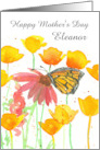 Happy Mother’s Day California Poppy Butterfly Spatter Effect Custom card