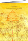 National Honey Month September Bee Skep Wildflowers card