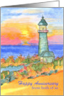 Happy Anniversary From Both Of Us Lighthouse Sunset card